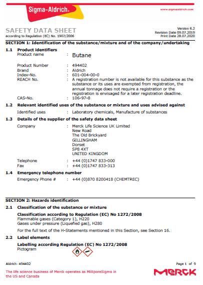 what a safety data sheet looks like